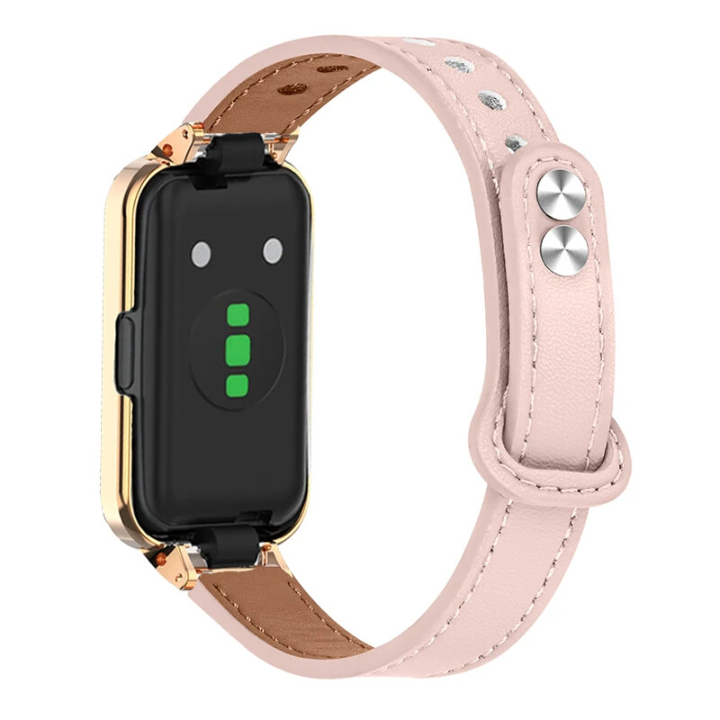 Протектор за калъф с каишка за Huawei Band 8 Smartband Кожена гривна за Huawei band 9 Wristband huawei band 9 Metal Protect Cover