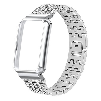 Гривна за Xiaomi Mi Band 7 Pro Каишка за калъф Протектор Диамантена метална лента за часовник за Mi Band 7 Pro Защитен капак Рамка за броня