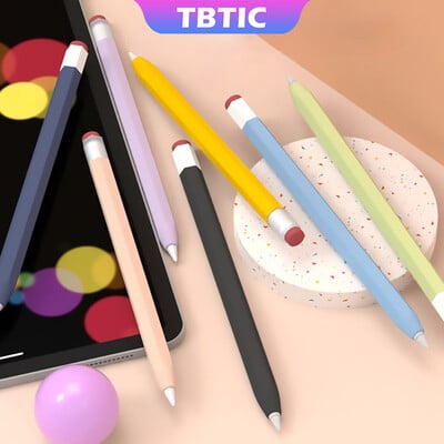 Съвместим с TBTIC за калъф за Apple Pencil 1-во 2-ро поколение Меко прозрачно защитно покритие Калъф за стилус със силиконова кожа Цветен