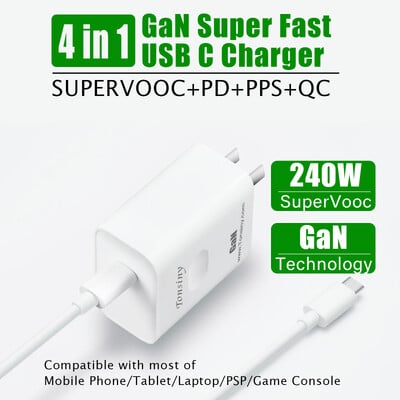 240W за OnePlus SuperVooc зарядно устройство за OPPO Realme стенен адаптер адаптер PD65W за macbook iPhone Samsung таблет PPS адаптер за пътуване