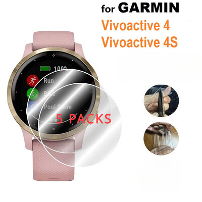 5 pachete de folie de protecție moale cu hidrogel pentru Garmin Vivoactive 4 / 4S / active 3 / 3 music Protectoare de ecran transparente