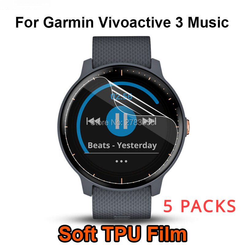 5 paketa zaštitnih mekih hidrogel folija za Garmin Vivoactive 4 / 4S / active 3 / 3 glazbene prozirne zaštite zaslona