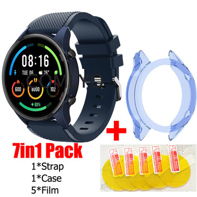 Βραχιόλι 7 σε 1 για Xiaomi Mi Smart Watch Color XMWTCL02 Sports Strap Βραχιόλι λουράκι σιλικόνης TPU Case Cover Screen Protector Flim