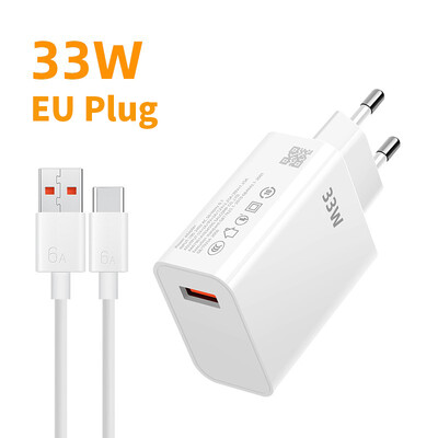 33 W USB įkroviklis Greitas įkrovimas EU/US Kištukinis sieninis įkroviklis C tipo laidas skirtas Xiaomi Redmi K30 K40 iPhone 15 greito įkrovimo telefono adapteriui