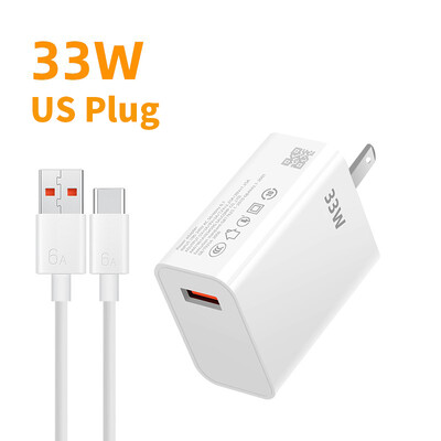 33 W USB įkroviklis Greitas įkrovimas EU/US Kištukinis sieninis įkroviklis C tipo laidas skirtas Xiaomi Redmi K30 K40 iPhone 15 greito įkrovimo telefono adapteriui