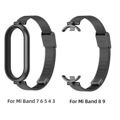 Каишка за Mi Band 9 8 Гривна за Xiaomi Smart Band 8 7 5 6 4 3 NFC Global Version Women Girls Metal Watch Band Wristband