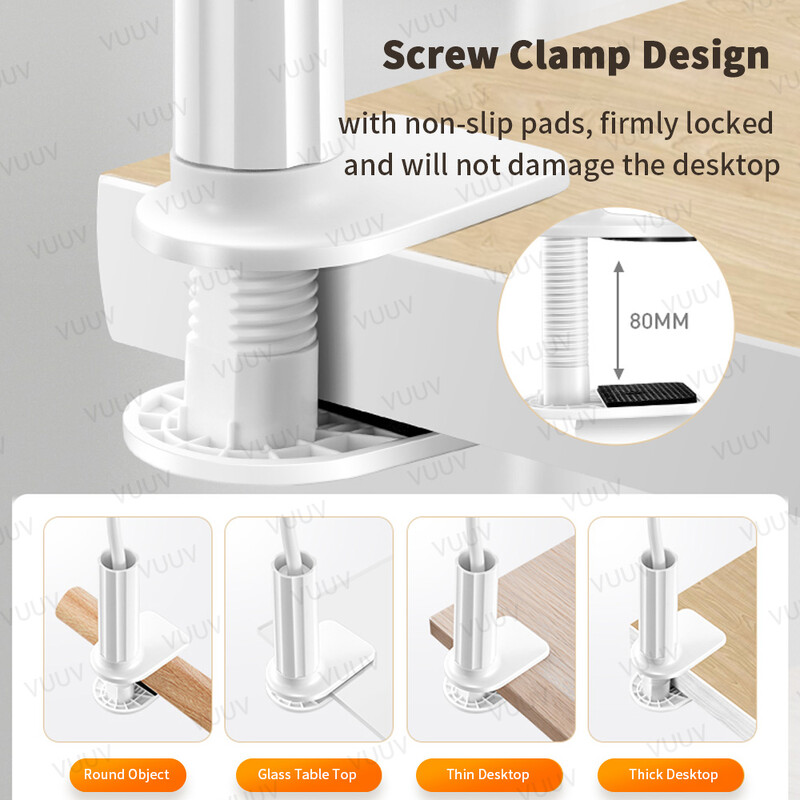 VUUV Gooseneck držač tableta s fleksibilnom kopčom za ruke Držač kreveta za 4-11 inčni tablet, mobilni telefon, stalak za tablet za Galaxy Tab Xiaomi