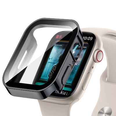 Staklo+vodootporna torbica za Apple Watch 6 5 4 SE 44 mm 40 mm, Zaštita zaslona Hard PC Bumper za iWatch Series 7 8 9 45 mm 41 mm 40 mm