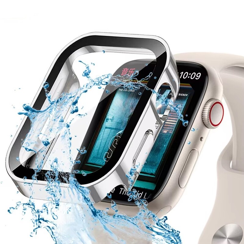 Staklo+vodootporna torbica za Apple Watch 6 5 4 SE 44 mm 40 mm, Zaštita zaslona Hard PC Bumper za iWatch Series 7 8 9 45 mm 41 mm 40 mm