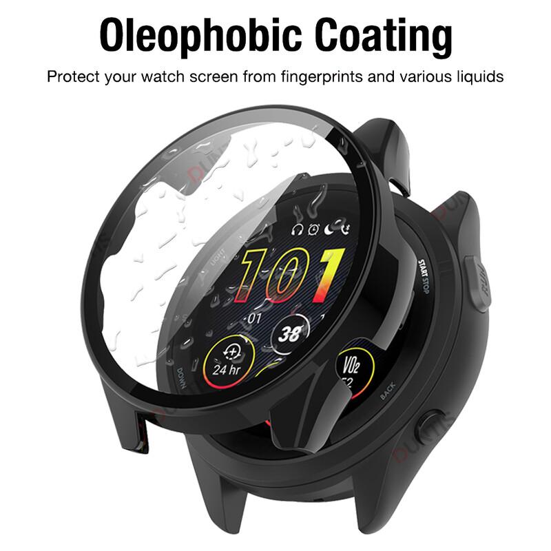 2-u-1 zaštitna torbica s kaljenim staklom za Garmin Forerunner 165 Zaštitna maska za zaslon protiv ogrebotina, navlaka za Garmin 165