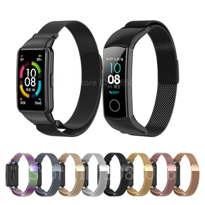 Cureaua cu buclă magnetică Milan pentru Huawei Honor Band 6 5 4 Brățară de mână Correa pentru Huawei Band 6 Pro Curea de ceas din metal milanez