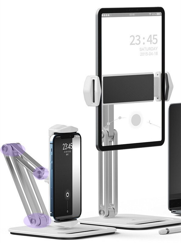 Stalak za tablet od aluminijske legure duge ruke Podesivo sklopivo postolje za iPad Ergonomski 360° rotirajući držač za tablet i stezaljku za telefon