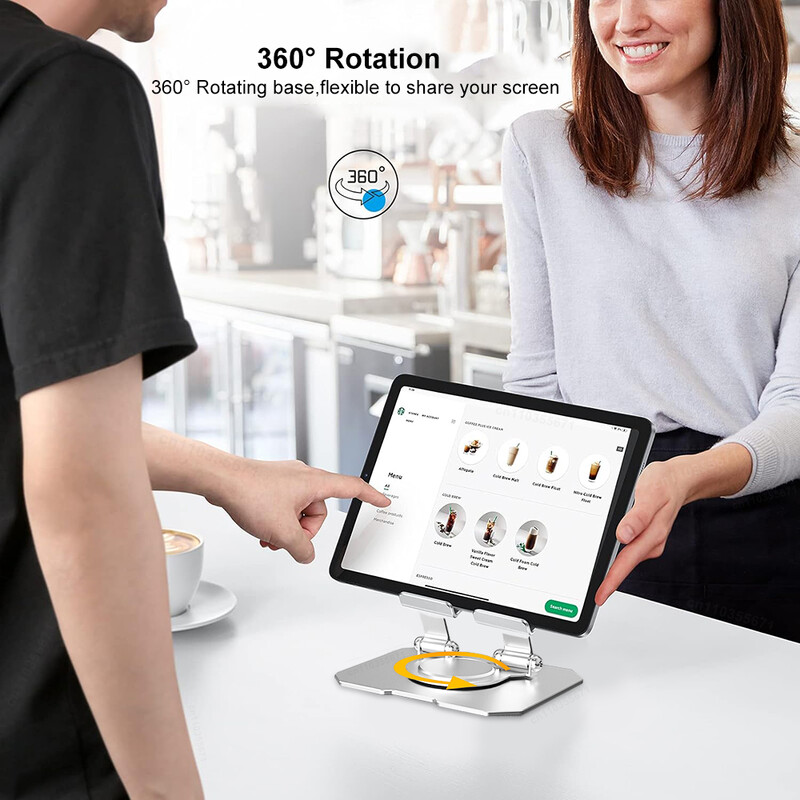 Držač tableta Stalak od ugljičnog čelika s rotacijom od 360°, podesivim postoljem za iPad Pro Air Mini, stolni nosač za mobilni telefon 4-15 inča