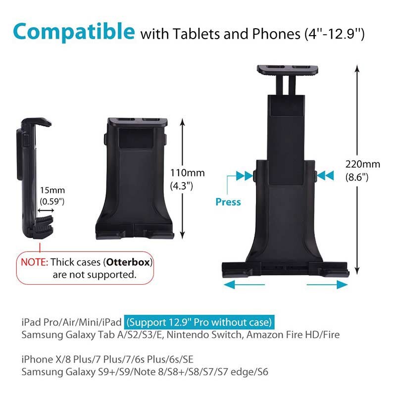 Držač tableta u automobilu Duga ruka Vakumski nosač za iPad Pro Air 4-13'' Xiaomi Tablet SUV Kamion Dizalo vozila Uber Prozor vjetrobranskog stakla