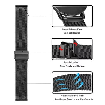 Milan Strap Για Samsung Galaxy Watch 7 40mm 44mm 6 5 4 Βραχιόλι με κούμπωμα από ανοξείδωτο ατσάλι για Galaxy 4 6 Classic 42/43/46/47mm Band