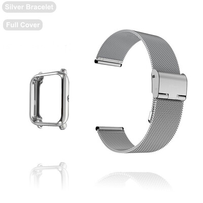 20 mm dirželis skirtas Amazfit Bip 3 5 SU Lite GTS 2 3 4 Mini apyrankei su apsauginiu dėklu Metalinės apyrankės ekranas, skirtas laikrodžio apyrankės priedams
