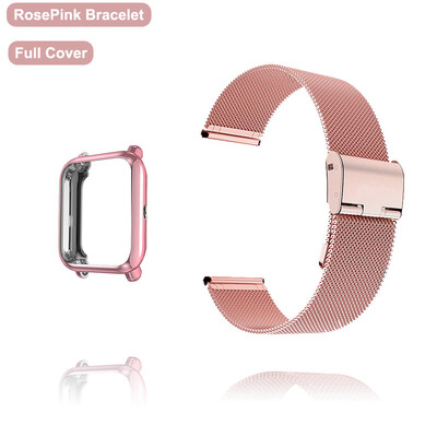 20 mm dirželis skirtas Amazfit Bip 3 5 SU Lite GTS 2 3 4 Mini apyrankei su apsauginiu dėklu Metalinės apyrankės ekranas, skirtas laikrodžio apyrankės priedams