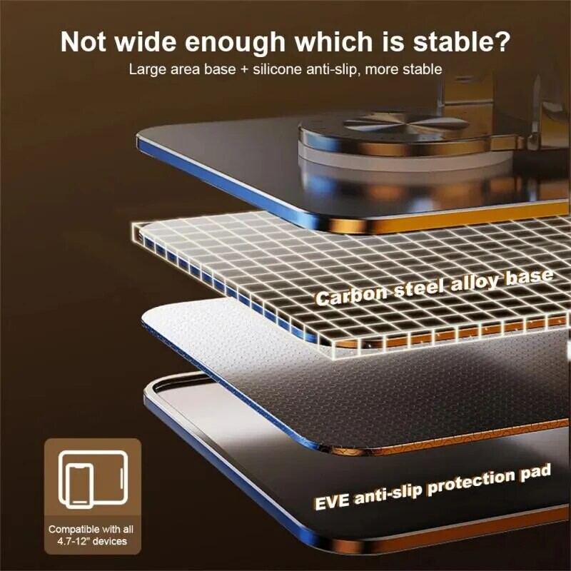 Стойка за таблет, регулируема с въртяща се на 360 основа, алуминиева стойка за таблет Универсален държач за таблет за iPad Samsung Huawei Lenovo
