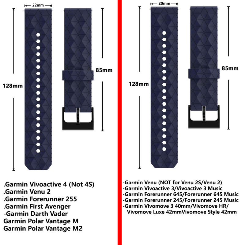 20 mm 22 mm remen s ispisom za Garmin Venu 2 2s SQ Band Watch Vivoactive 3 4 Forerunner 645 silikonska narukvica SmartWatch narukvica