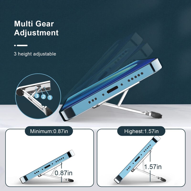 Nematomas sulankstomas cinko lydinio stovas Daugiareguliuojamas mobiliojo telefono nugaros stovas planšetinio kompiuterio nešiojamojo kompiuterio stovas Ultra plonas lipnus mini Nonsli