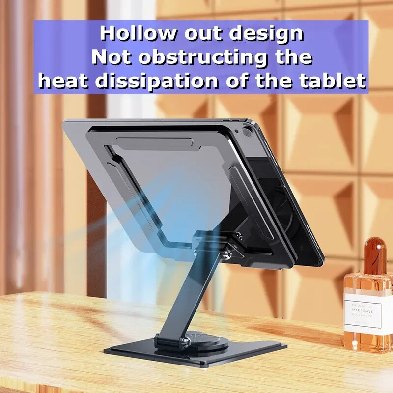 Izdubljeni stalak za tablet s podešavanjem za 360° rotirajućim nosačem za stolni stol od aluminijske legure za IPad Pro/Air/Mini mobilni telefon, univerzalni