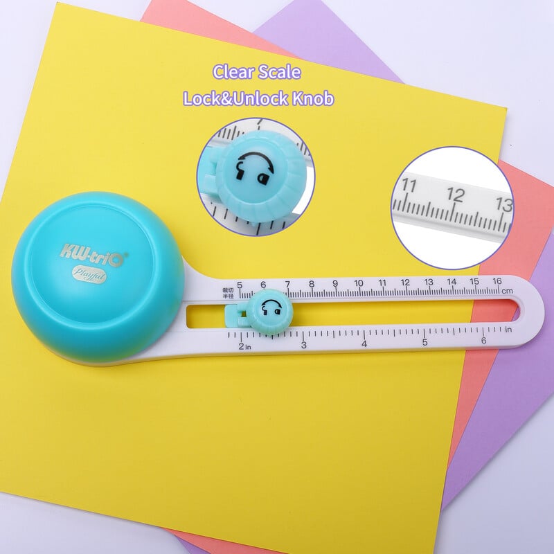 KW-triO apskritas popieriaus pjaustytuvas Rotacinis apskritas pjoviklis Rankinis apvalus pjovimo įrankis Popieriaus žoliapjovė Scrapbooking įrankis su pjovimo galvute