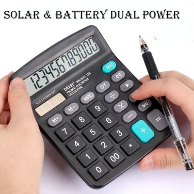 Kalkulator s velikim LCD zaslonom s 12 znamenki, kalkulator standardne funkcije s dvostrukim napajanjem na solarno i baterijsko napajanje za kućni osnovni stolni ured
