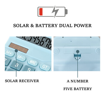 12-цифрен голям LCD дисплей Калкулатор Стандартен функционален калкулатор със слънчева батерия и двойно захранване за Home Basic Настолен офис