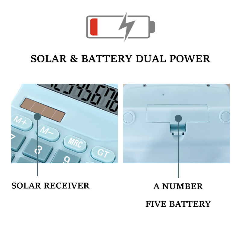 Kalkulator s velikim LCD zaslonom s 12 znamenki, kalkulator standardne funkcije s dvostrukim napajanjem na solarno i baterijsko napajanje za kućni osnovni stolni ured