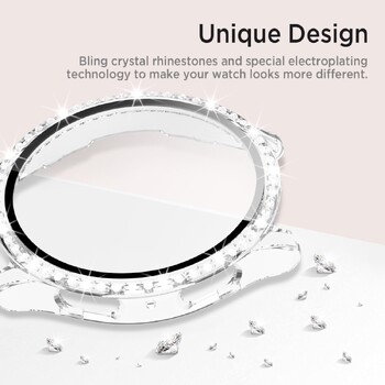 Θήκη Glass+Diamond for Samsung Galaxy Watch 7 40mm/44mm Screen Protector Tempered Glass & Hard PC Protective Bumper Bling Cover