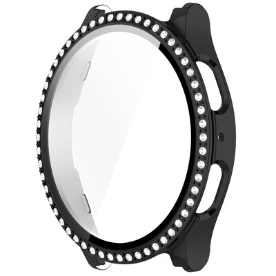 Калъф от стъкло+диамант за Samsung Galaxy Watch 7 40 мм/44 мм протектор за екран от закалено стъкло и твърда PC защитна броня Bling Cover