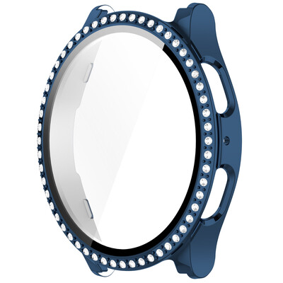 Калъф от стъкло+диамант за Samsung Galaxy Watch 7 40 мм/44 мм протектор за екран от закалено стъкло и твърда PC защитна броня Bling Cover