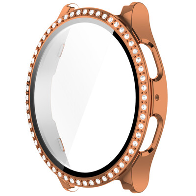 Калъф от стъкло+диамант за Samsung Galaxy Watch 7 40 мм/44 мм протектор за екран от закалено стъкло и твърда PC защитна броня Bling Cover