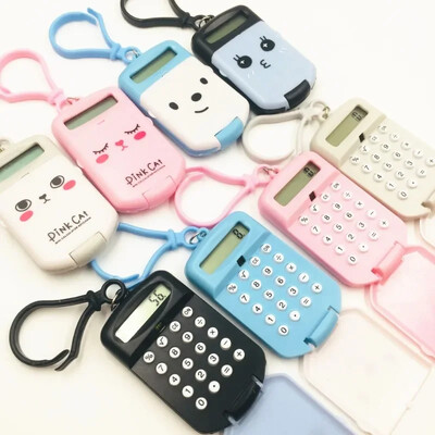 Pārnēsājams kalkulators kabatas izmēra radošais atslēgu piekariņa kalkulators biroja piederumi Kawaii mini kalkulators displejs biroja piederumi