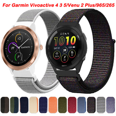 20 22 mm neilona pulksteņa siksniņa Garmin Vivoactive 3 4 5/Venu 2 Plus/Venu 3/Forerunner 265 965 745 645 255 mūzikas āķa cilpas siksna