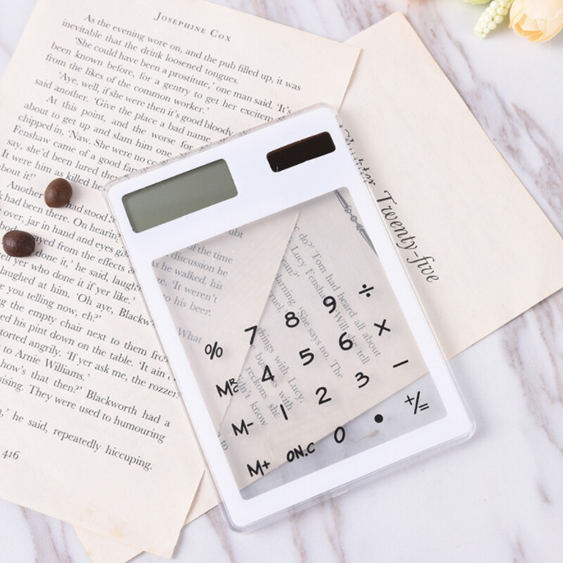 Mini kalkulator s prozirnim dodirnim zaslonom u više boja koji štedi energiju, solarni 8-bitni zaslon