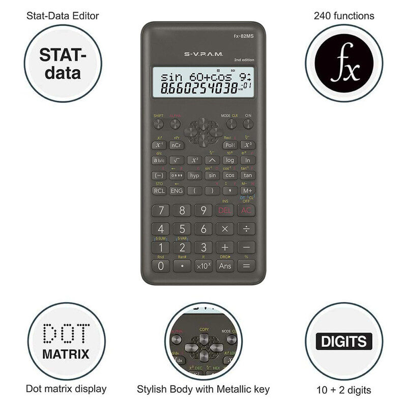 FX-82MS 2nd Scientific Calculator Multi-replay Function, 2-line Display Combination Statistics Calculator For University School