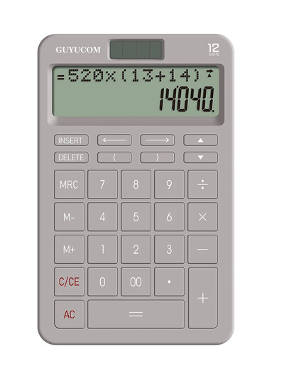 Skaičiuoklė su patobulinta istorijos įrašymo ir sekimo atgal funkcija 2 eilučių didelis, aiškiai LCD ekranas, 12 skaitmenų didelis jautrus mygtukas
