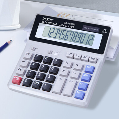 Calculator de birou Ecran LCD cu 12 cifre, alimentat cu energie solară și cu baterii Calculator de contabilitate gigant cu buton mare cu fund anti-alunecare