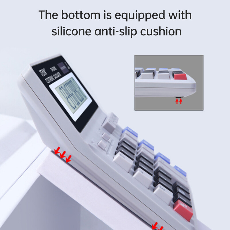 Stolni kalkulator, 12-znamenkasti LCD zaslon, veliki računovodstveni kalkulator s velikim gumbom i solarnim napajanjem s baterijskim napajanjem i protukliznim dnom