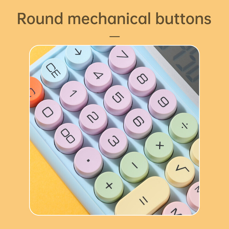Veliki LCD mehanički kalkulator s 12 znamenki, veliki okrugli gumb, zaslon s nagibom od 15°, simpatičan kalkulator s dvostrukim napajanjem u boji slatkiša