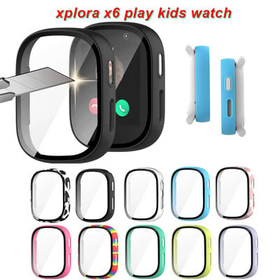 Стъкло+калъф за XPLORA X6 Play Kids SmartWatch, All-Around Screen Protector Hard PC Bumper Tempered Glass for Xplora X5 Play Cover