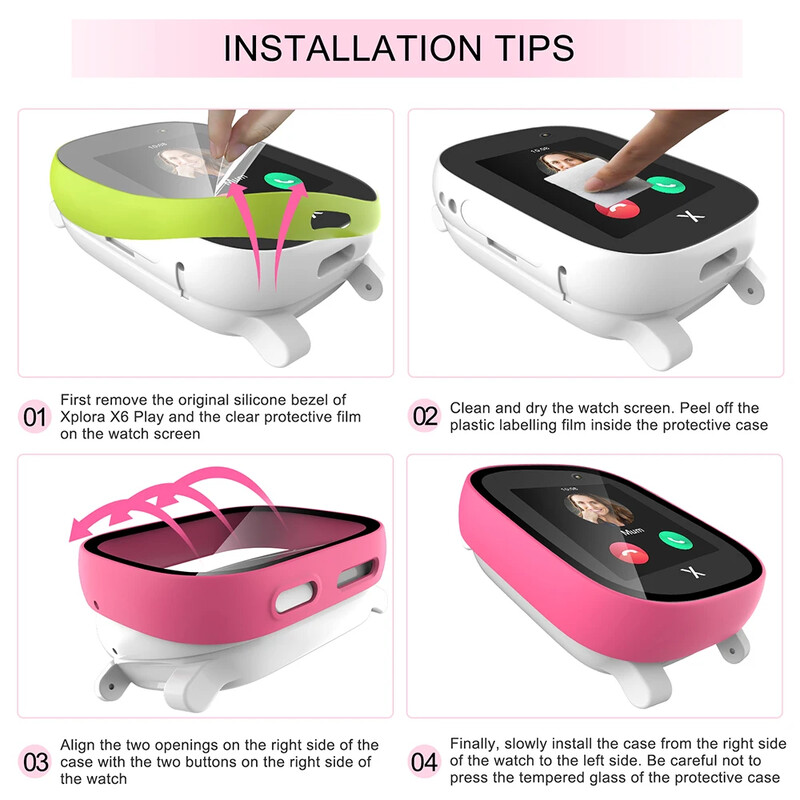 Staklo+kućište za XPLORA X6 Play Kids SmartWatch, All-Around Screen Protector Hard PC Bumper Kaljeno staklo za Xplora X5 Play Cover