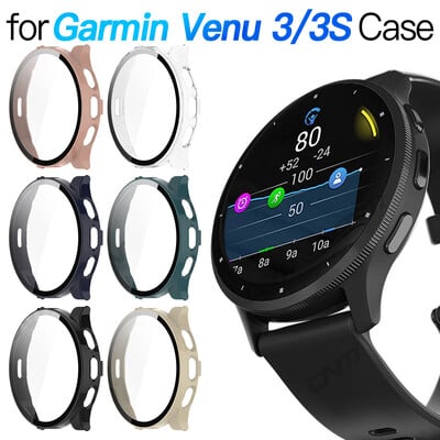 Стъкло+калъф за Garmin Venu 3/3S Закален стъклен протектор на екрана и твърда PC защитна броня за Venu3 Shell Аксесоари