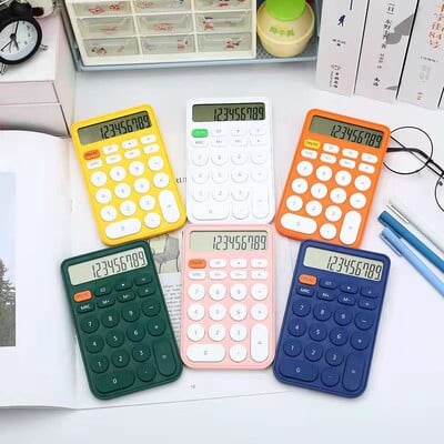 Fashion Candy Color Calculator Învățare Calculator de birou Contabilitate Mini Calculator portabil cu afișaj cu 12 cifre pentru ecran mare