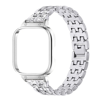 За Redmi Watch 4 Diamond Каишка за часовник за redmi watch 4 Метална гривна Защитен капак за redmiwatch 4 Калъф за протектор за каишка