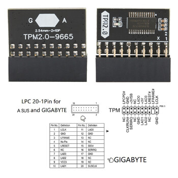 20Pin TPM2.0 Module Standalone Crypto Processor TPM 2.0 Encryption Security Module PCB Material Wide Application for Computer