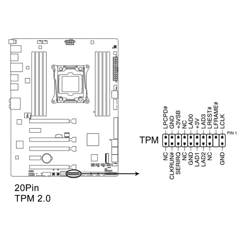 20-pinski TPM2.0 modul, samostalni kripto procesor, TPM 2.0 šifriranje, sigurnosni modul, PCB materijal, široka primjena za računala