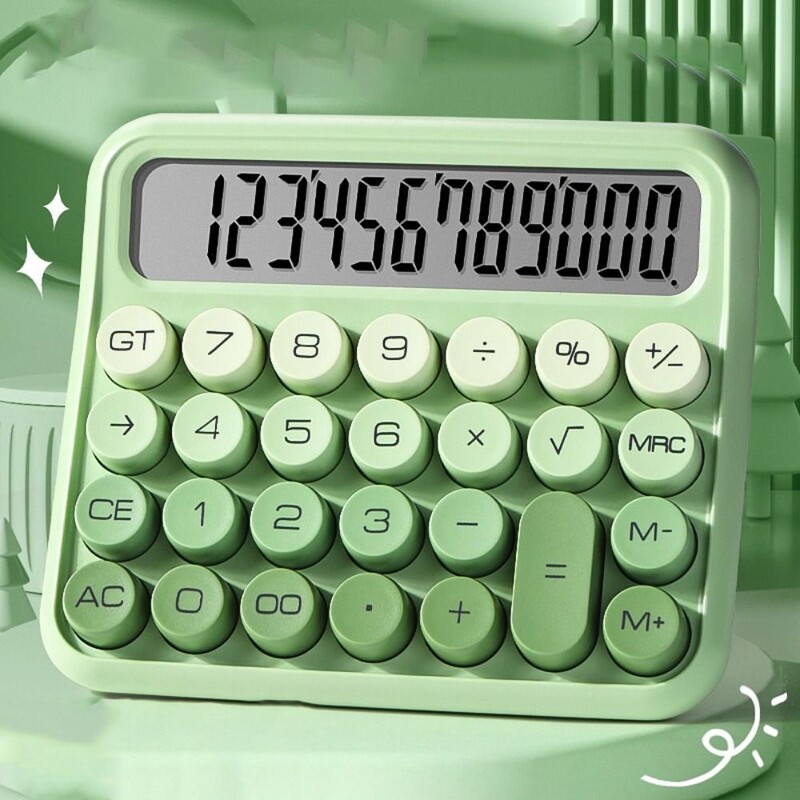 Механични бутони Ретро пишеща машина Калкулатор Голям екран Лесен за използване реколта Калкулатор с преливащи се цветове Цветни канцеларски материали