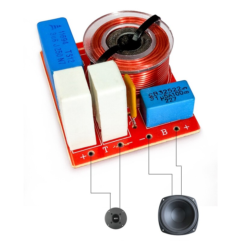 2 бр. 80 W 2-лентов Hi-Fi високоговорител, честотен разделител, кръстосани филтри с разклонителна кутия